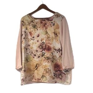 Cb Established 1962 Woman's XL pink floral spring summer casual 3/4 sleeve top